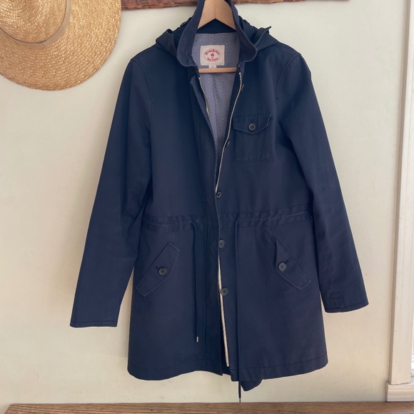 Brooks Brothers | Red Fleece Navy Cotton Parka Trench Jacket Drawstring Waist 12 - Picture 1 of 14